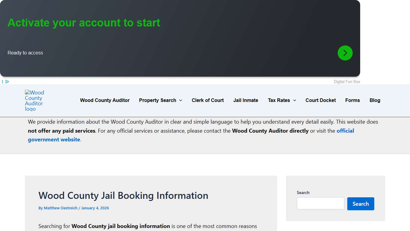 Wood County Jail Booking Information