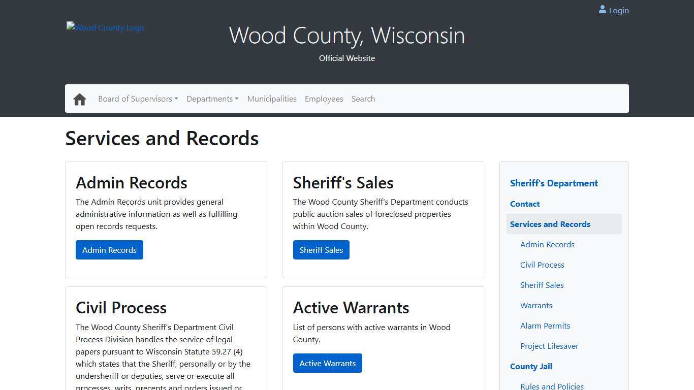 Services and Records - Sheriff's Department - Wood County Wisconsin